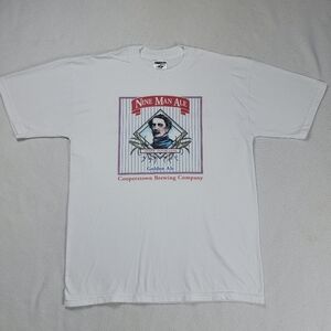 Vintage Cooperstown Baseball T-Shirt Men's Size Medium White Abner Doubleday